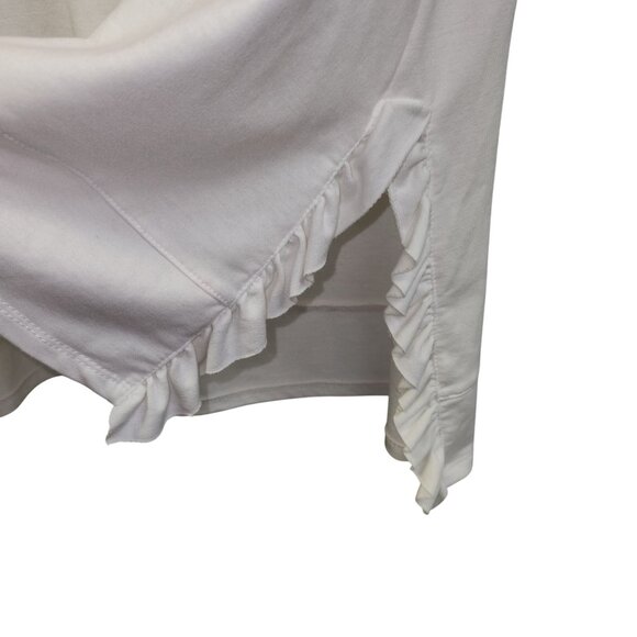 Crown & Ivy Womens L Pink & White Ombre Short Sleeve Ruffle Hem Tunic Top 3525 - Picture 3 of 8